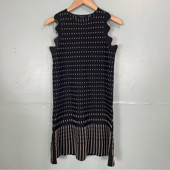 Ted Baker Flippy Metallic Relioa Jacquard Dress TB 2 US 6 Black Gold - Picture 2 of 9